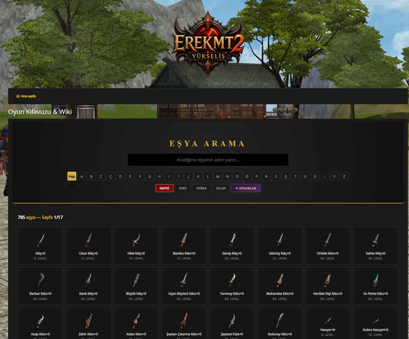 EREKMT2 Wiki — Eşya Veritabanı